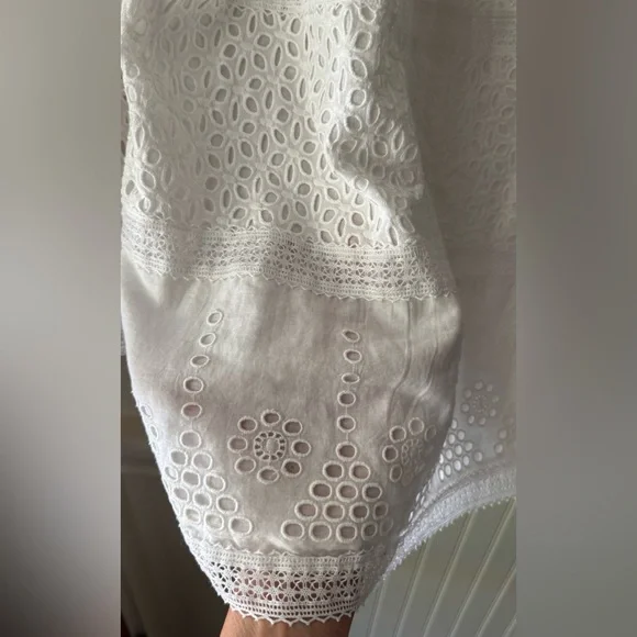 Lauren Ralph Lauren White Cotton Sleeve Peasant Blouse Size Large EUC like new - Picture 11 of 12